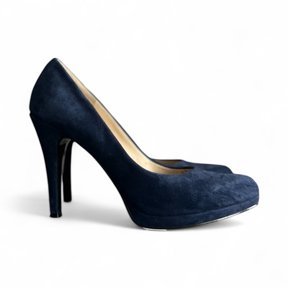Nine West Dark Blue Suede Platform Heels - Picture 2 of 4